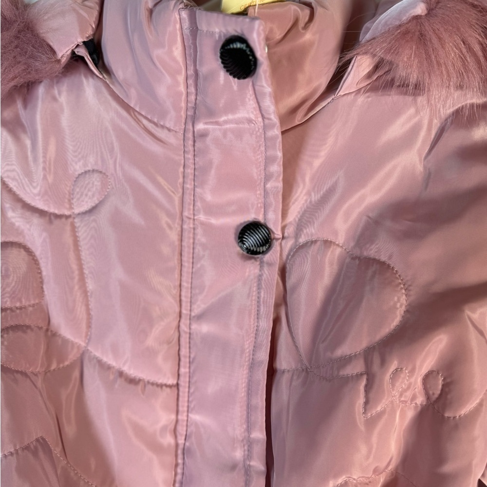 Young Girl's Zip-up with Snap Closured Hooded Pink Puffer Coat Size 3XL NWT - Picture 10 of 13